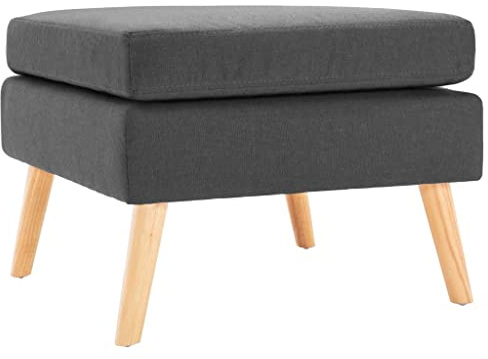 Makastle Fußhocker Sitzhocker Eingangbank Hocker Bank Sitzbank Fußbank Schemel Polsterhocker Ottoman, 54 x 54 x 43,5 cm Dunkelgrau Stoff