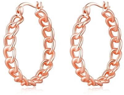 Philip Jones Rose Gold Plated Link Hoop Earrings