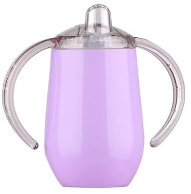 Varsany Childrens Sippy Cup: BPA-Free Stainless Steel, Double-Walled 12oz Cup - for Easy Transition - Purple Plain