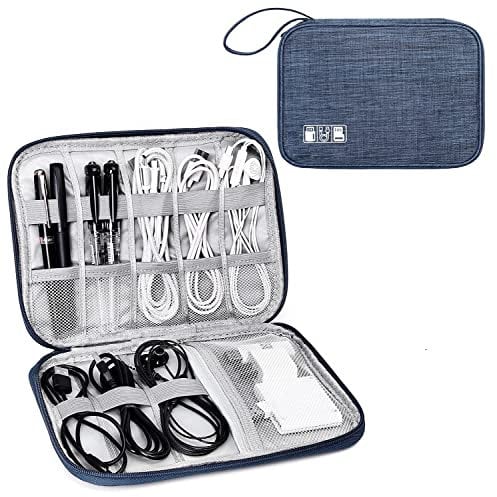 Woodland Cable Bag and Cable Organiser Bag is a Travel Essentials Electronics Travel Organizer for Chargers, Cables, USB Drive, SD Card, Power Bank and Hard Disk with Handle (Navy)