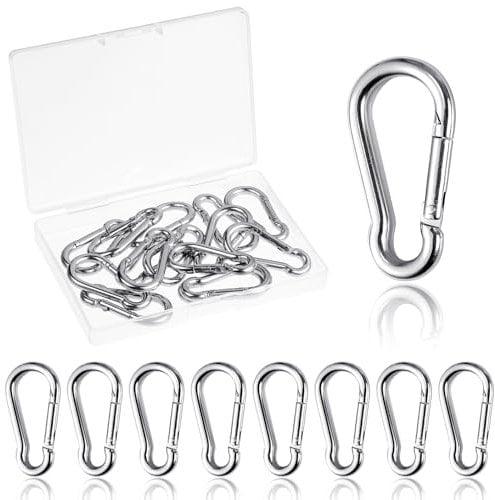 15er Set Karabiner Edelstahl, 40x4 mm Karabinerhaken Karabiner Schlüsselanhänger Carabiner mit Schnappverschluss für Rucksack Gürtel Hundeleine Camping Wandern Reisen