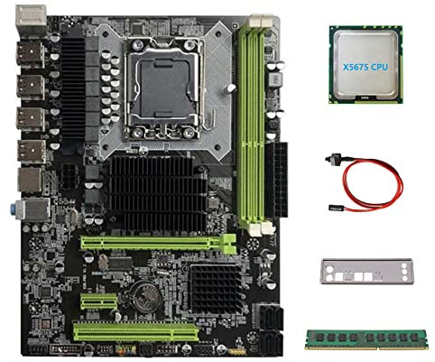 XIDIT X58 Motherboard LGA1366 Computer Motherboard Support RX Graphics Card with X5675 CPU+DDR3 8GB 1600Mhz RAM+Switch Cable