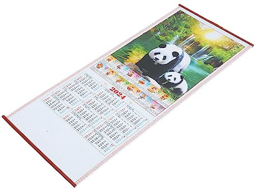 PRETYZOOM Cadeau De Nouvel an 2024 Calendrier Mural Panda Mensuel Année Du Dragon Porte Chance Fortune Et Prospérité Calendrier Lunaire Pour La Maison Calendrier Suspendu Chinois