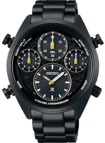 Seiko Speedtimer Solar Chronograph Uhr für Herren, schwarz/schwarz, Armband
