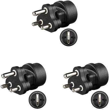 Goobay Schutzkontakt Buchse auf Südafrika Stecker Netzadapter Reiseadapter, 1 Stück, 95412 (Packung mit 3)