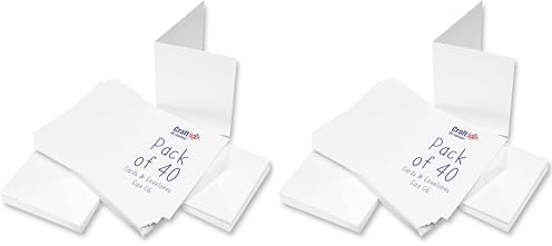 Craft UK 2383 Premium 40, 300 GSM C6 White Card & Envelopes (Pack of 2)