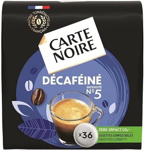 36 dosettes souples n°5 Décaféiné - CARTE NOIRE LOT DE 4 PAQUETS
