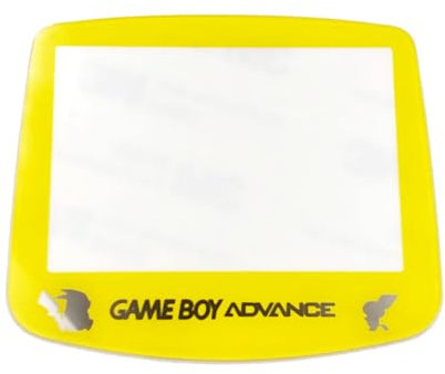Gelber Glas-Spiegelschutz, GBA-Bildschirm-Oberabdeckung, PKQ-Edition-Ersatz, für Gameboy Advance Handheld-Spielkonsole, kratzfeste Display-Schutzoberfläche mit Klebeband auf der Rückseite