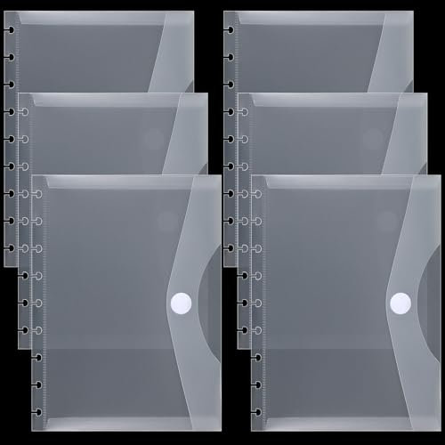 Engrowtic 6 Stück 9 Discbound Medium Size Envelop Pocket Dividers 7 x 9.25 Inches Discbound Planner Notebook Discbound Envelope Supplies Discbound Pocket Dividers for School Office Home Work Organizer