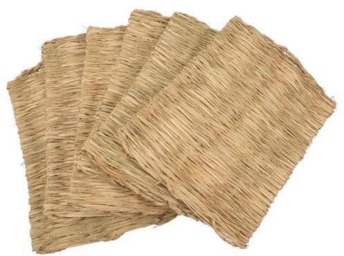 Yardwe 6pcs Natural Grass Mats for Chickens and Animals Handwoven Woven Grass Rugs Comfortable Nesting Pads for Rabbit Beds Breathable Design