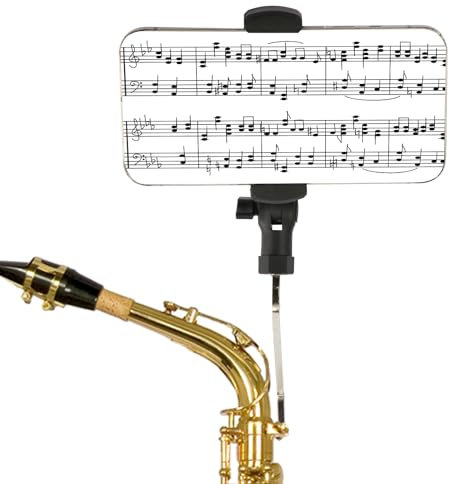 Altsaxophon-Handyhalterung, Saxophon-Halterung, 4 mm, quadratischer Kopf, Saxophon-Handyhalterung, um Ihr Telefon sicher zu fixieren, leicht zu lesende Musik