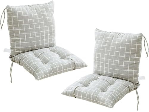 Ataoyus 2er Pack Stuhlkissen Mit Rückenlehne Sitzkissen Rückenpolster Mit Gurtband Niedriglehnenkissen Gartenstuhlkissen 40x80cm Abnehmbares Rückenpolster