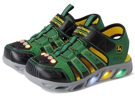 Skechers Boy's John Deere Hypno Splash Sneakers, Green & Black Synthetic/Yellow Trim, 10.5 UK Child