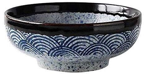 UQACHG Bol Bols ménagers en céramique ondulés de mer, Grands Bols adaptés au Bol de Nouilles, Bol à Soupe, Bol de Nouilles, Bol de Nouilles de Restaurant, Vaisselle japona，A (6