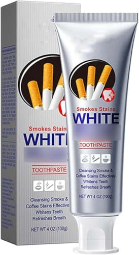 Tee-Fleckenentferner Whitening Zahnpasta, Raucher-Zahnpasta, Zahnersatz Zahnpasta, Kaffeefleckenentferner für Zähne, Reisegröße Zahnpasta, Entfernen jahrelange Flecken (15cm, Silber)