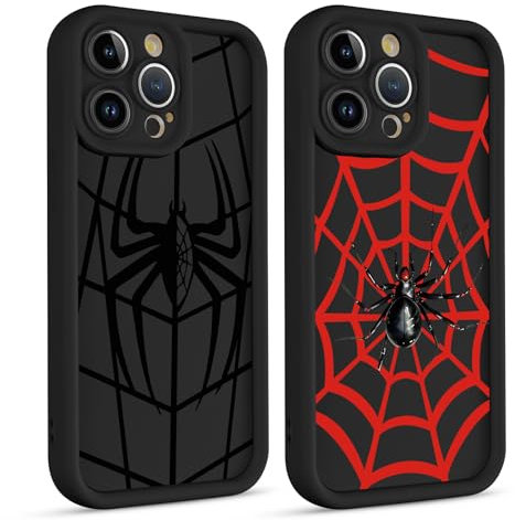 Yimctoie 2 Stück Anime Karikatur Spider Handyhülle für iPhone 12 Hülle 6,1,Cool Anime Figur Muster Interessant Design Schutzhülle,TPU Stoßfeste Schutzhülle Kratzfest,Cool