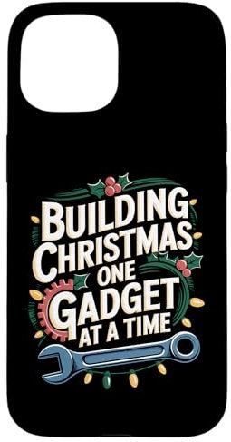 Coque pour iPhone 15 Un mécanicien construit Noël, un gadget à la fois
