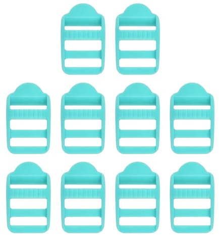 SUIKIHUM 10 Pack Plastic Ladder Slider, 2 Inch(50mm) Backpack Buckle Tri-Glides Clip, Adjustable Lock Buckle for Belt Strap, Sky Blue