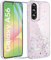 ivencase Glitzer Handyhülle Kompatibel mit Samsung Galaxy A56 5G Hülle, Klar Silikon Case+2 Stück Schutzfolie, Transparent Pailletten Kratzfest Hülle Weich TPU Stoßfeste Schutzhülle Samsung A56