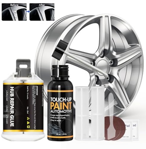 WEILAOK Kit Riparazione Graffi Auto, Vernice Cerchi in Lega, Vernice per Cerchi in Lega, Kit di Riparazione per Cerchioni per Riparare Graffi, Ammaccature e Altri Cerchi in Lega, Grigio Argento