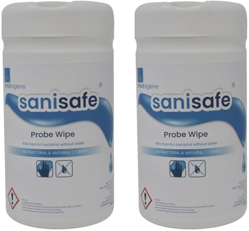 2 X Sanisafe Food Probe Wipes - 200 Sheets - Anti-Bacterial, Disinfectant Wipes