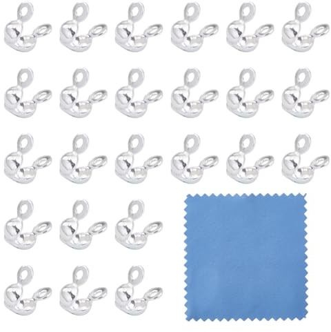 GOMAKERER 24pcs 925 Embouts de Perles en Argent Sterling Embouts de Protection pour Nœuds à Clapet Embouts de Protection pour Perles à Rabat pour la Fabrication de Bijoux (Tasse de 2mm)