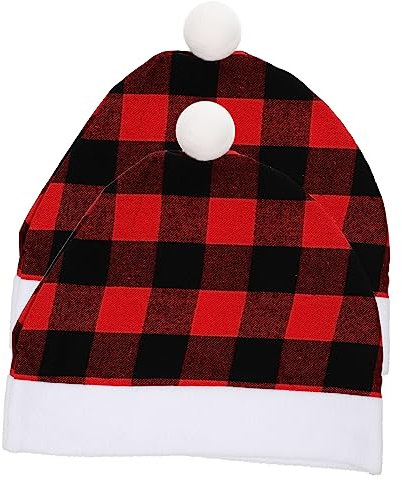 TOPPERFUN 2stücke Weihnachtsmütze Kopfstützenbezug Karierter Santa Hut Für Auto Einfache Installation Weihnachtsdekoration Für Fahrzeug Innenraum