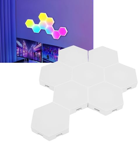 Depisuta 8 Pack -Hexagon -Lichtplatten, Sprachsteuerung Pickup Musik Synchronisation RGB Hexagon LED -Leuchten Wandleuchten mit Bluetooth -App und Fernbedienung, LED RGB Gaming Lights