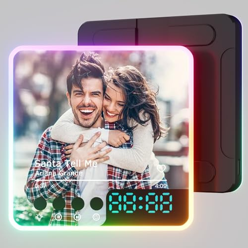 witfox Personalised Music Fridge Magnets - Custom Music Photo Fridge Magnet with Light & Clock，Customised Spotify Plaque Gifts，Unique Xmas Valentines Anniversary Birthday Gifts for Couples Family