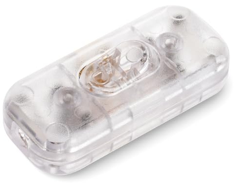 AXFEE 1PC Interruptor de Cable en Línea,6A 250V,Botón Torpedo,Transparente | Interruptor de cable en línea botón, fácil instalación en línea, para electrodomésticos pequeños o lámparas