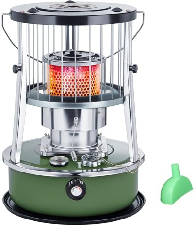 9000 BTU Poele a Petrole 2 En 1 Portable Feu a Petrole Electronique Sans Odeur Chauffage Pour Le Camping, Le Garage, La Maison Et Les Situations D'urgence,militarygreen-Singleitem