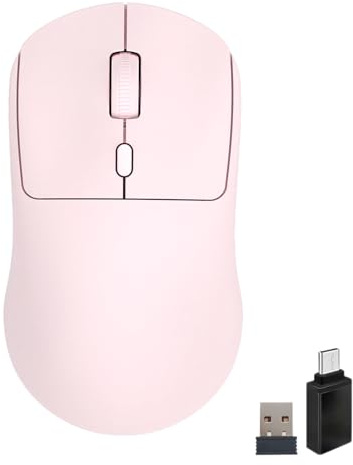 Wowssyo Maus Kabellos, Bluetooth Maus, Wireless Mouse mit 800/1200/1600 einstellbare DPI, Tragbare 2,4GHz-USB funkmaus, Ergonomische Computer Maus, Für Laptop,PC,iOS,Android,iPad,Windows - Rosa