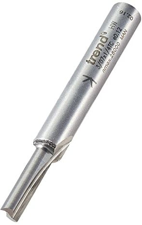 Trend Professional Straight Two Flute Router Cutter Bit, 1/4 Inch Shank, 4mm Cut Diameter, Tungsten Carbide Tipped, 3/07X1/4TC