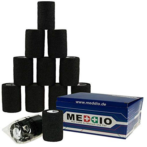 12 Haftbandagen Größe+Farbe wählbar - selbsthaftende Bandage Fixierverband selbstklebend, Farbe:black velvet, Größe:7.5cm