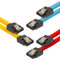 POPPSTAR - 3x Cable de datos flexible de 0,5m Sata 3 HDD SDD, enchufes rectos, hasta 6 GB/s, color 1x amarillo, 1x rojo, 1x azul