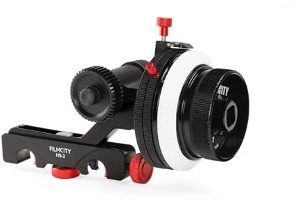 FILMCITY HS-2 Professional Hi-Grade Follow Focus with A/B Hard Stops, Flexible Gear Belt & Speed Crank | For 15mm Rod Support & DSLR Video Camera Stabilizer Shoulder Rig (HS-2)
