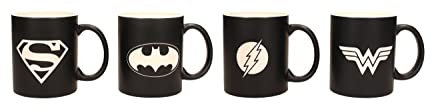 SD toys Tazas Grabados Laser Universo DC, Cerámica, Negro, 9x8x12 cm, 4 Unidades