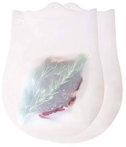 Platinum Pure,Reusable Sous Vide Bags,Set of 2 BPA Free Bags for Sous Vide Cooking,100% Pure LFGB PLATINUM SILICONE with NO FILLERS,Compatible with all immersion circulators, Gourmia, and more