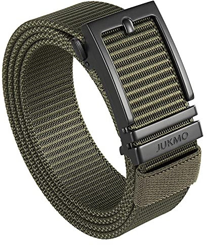 JUKMO Automatik Gürtel Herren, Nylon Taktischer Ratsche Gürtel (Grün, S-für Taille 34-37 (Länge 45))