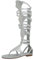 Jamron Donna Al Ginocchio Sandali Gladiatori Romani Rivetti Borchiati Cinturino Cerniera Sandali Infradito Argento SN020342 EU37