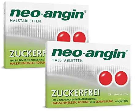 neo-angin Halstabletten zuckerfrei | Lutschtabletten bei Halsschmerzen & Halsentzündungen | Für Erwachsene & Schulkinder | Sparset mit 2 x 24 Stück