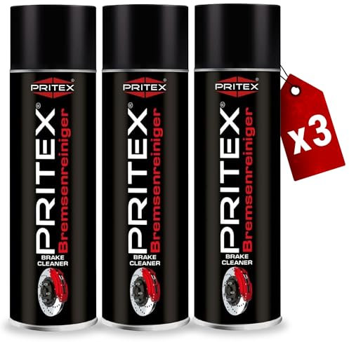 PRITEX – Bremsenreiniger Spray 3 x 500 ml – Auto Teilereiniger zur Entfettung von Bremsen, Kupplungen, Motor- & Maschinenteilen – rückstandsfrei & umweltneutral