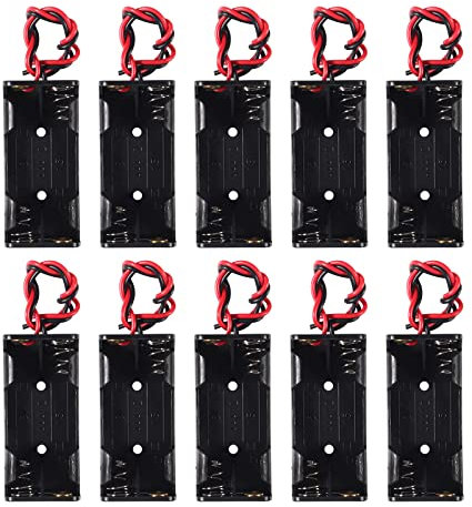 AEDIKO 10pcs 2 AAA Battery Holder with Leads 3V 2x 1.5V AAA Battery Holder Case Storage Box Container Organizer Adapter Checker