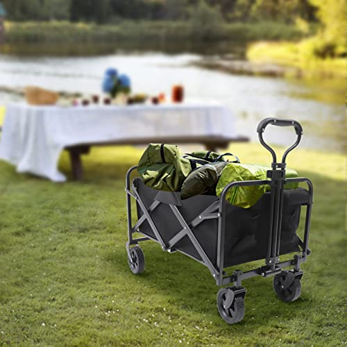 Oxford Gewebe Handwagen Klappbar Transportkarre 360°RäDer RäDer Faltbar Offroad Tragbar Faltbare Bollerwagen Transportwagen Verstellbarer Mit Becherhalter Gartenwagen Faltbarer Draussen Innenplane