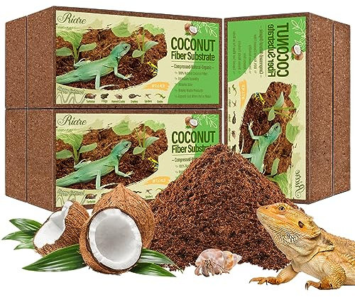 Riare Kokosfaser-Substrat für Reptilien | Premium Terrarien-Bodengrund aus komprimierter Kokosfaser für Schildkröten, Frösche, Schlangen, Einsiedlerkrebse & grabende Tiere (6 Stück)