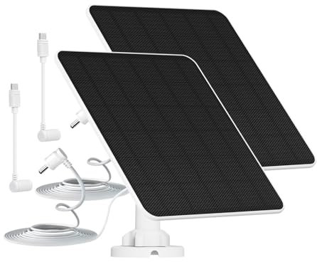 Panneau Solaire 5W pour Caméra Ring, Chargeur Solaire Compatible avec la Batterie Ring Stick Up Cam/Pro, Spotlight Cam Plus/Pro, Panneau Solaire pour Caméra avec Adaptateur USB-C, 2 Packs