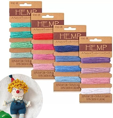 Forlush 4 Pezzi 16 Colori Corda di Filo, Corda di Spago Naturale, Cavo di Corda di Lino Multicolore, per Collane, Bracciali, Cavigliere E Orecchini