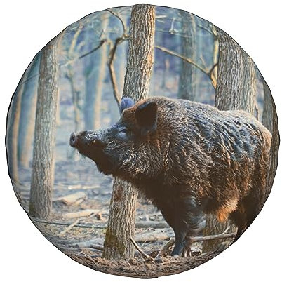 Funda para neumático de repuesto, diseño de cerdo salvaje en bosque, impermeable, a prueba de polvo, bolsa de neumáticos de 14 pulgadas