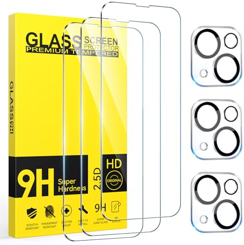 Niphabe 3 Stück Panzer Schutz Glas kompatible mit iPhone 14 Schutzfolie mit Kameraschutz, 9H Härte Hartglas, HD Displayschutz, Kratzfest–Bläschenfrei, Ultra-klar.