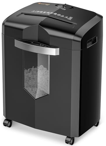 Bonsaii 12-Sheet Cross-Cut Paper Shredder for Home Office Use, 20-Minutes Heavy Duty Shredder, 16 Litres Pullout Bin & 4 Casters for Credit Card Jam-Proof Shredding Machine (C266-A)
